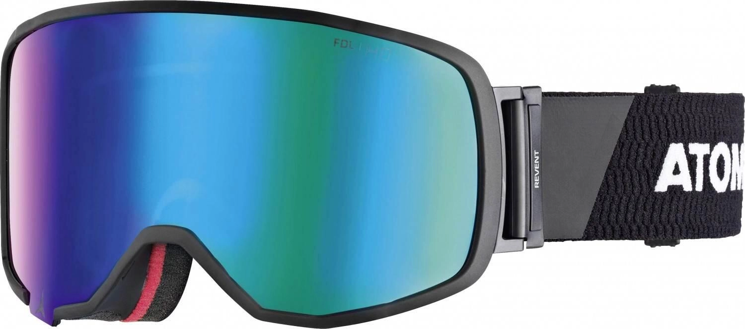 Atomic Revent Large Racing Skibrille (black/white, Scheibe green stereo HD)