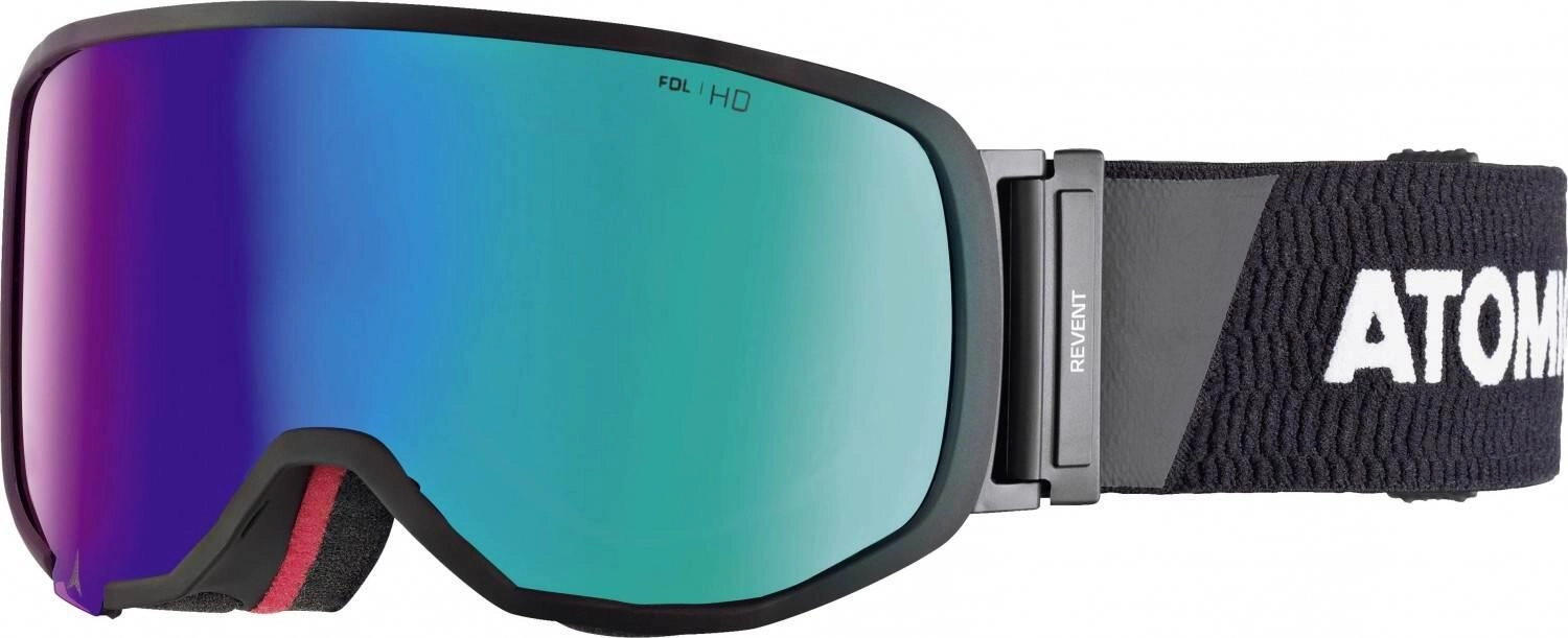 Atomic Revent Small Racing Skibrille (black/white, Scheibe green stereo HD)