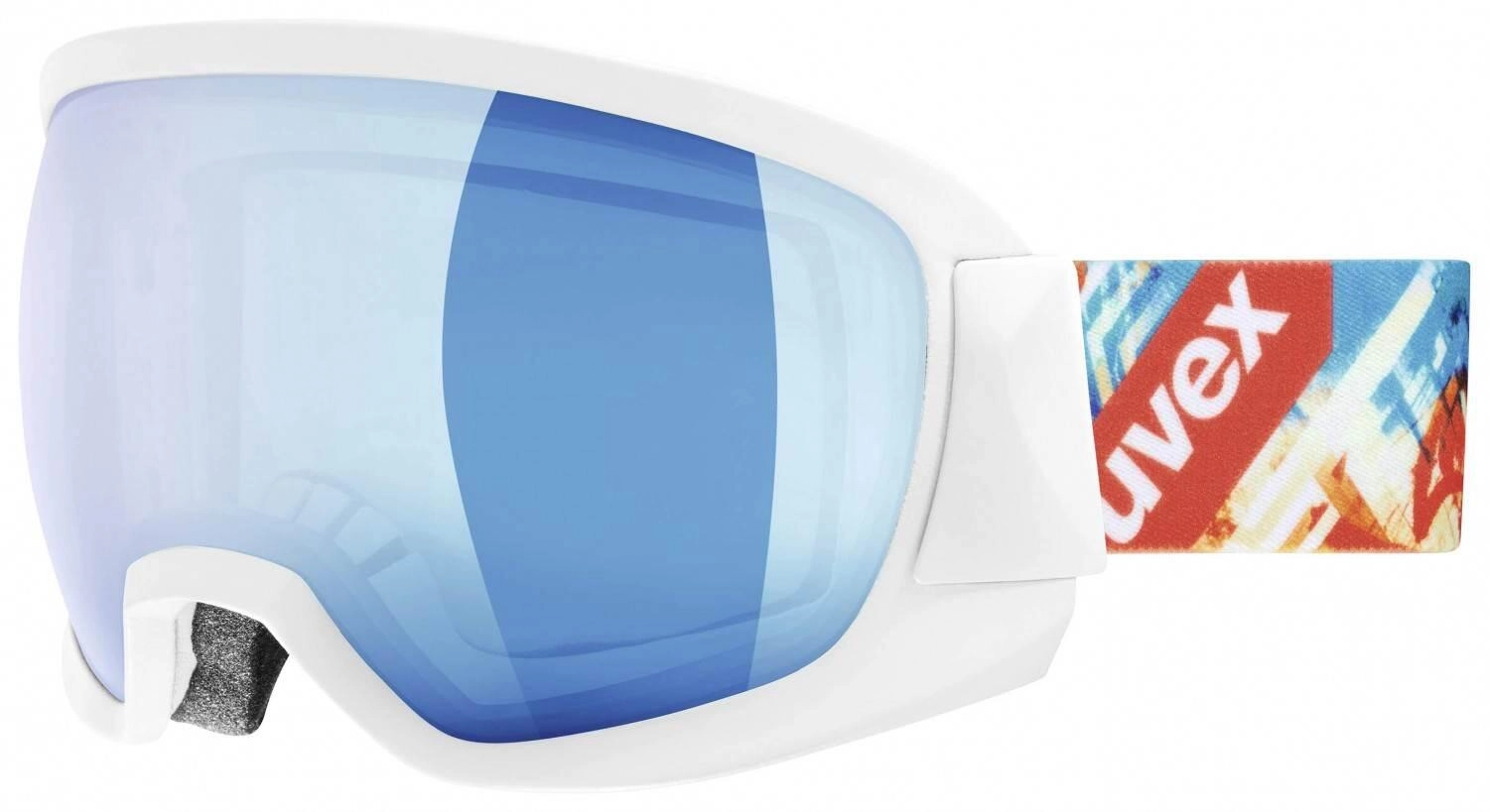 uvex Contest Full Mirror Skibrille (1126 white mat, mirror blue/clear (S2))