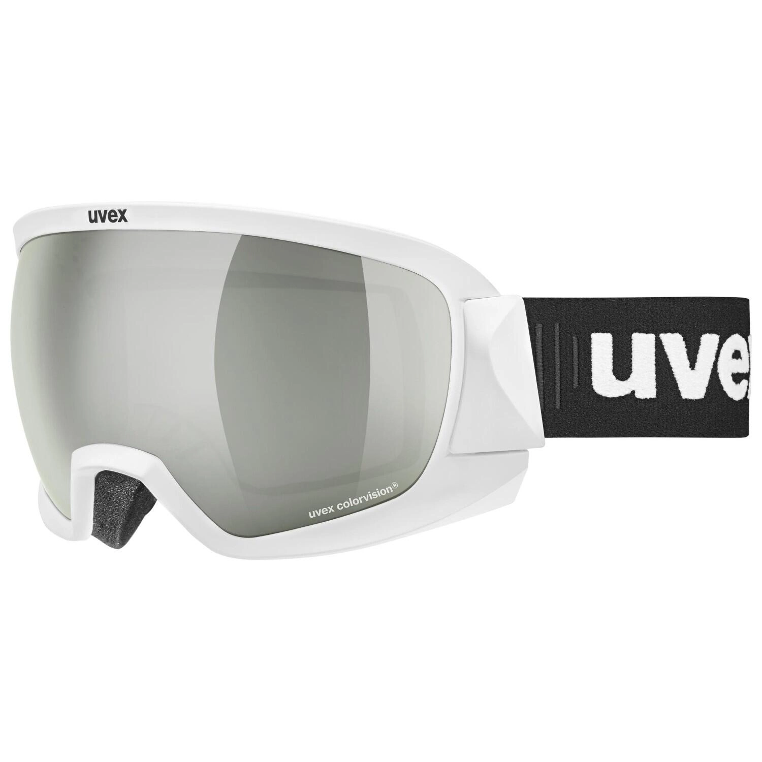 uvex Contest CV Skibrille (1030 white mat, mirror silver/colorvision green (S3))