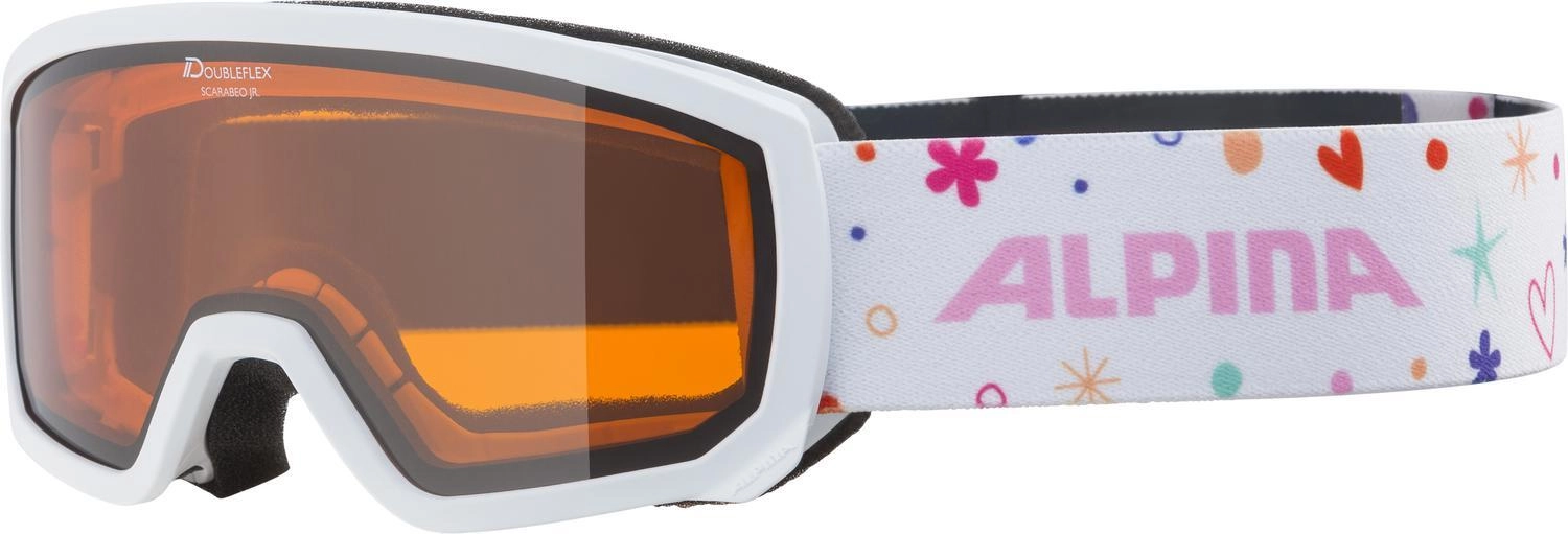 Alpina Scarabeo Junior Skibrille DH (154 white/rose matt, Scheibe: DOUBLEFLEX HICON (S2))