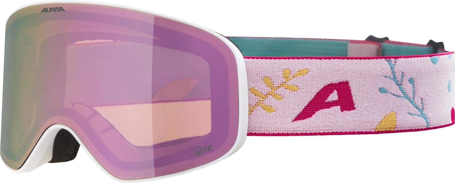 Alpina Fernie Kinderskibrille (812 white/flower matt, Scheibe: mirror rose)