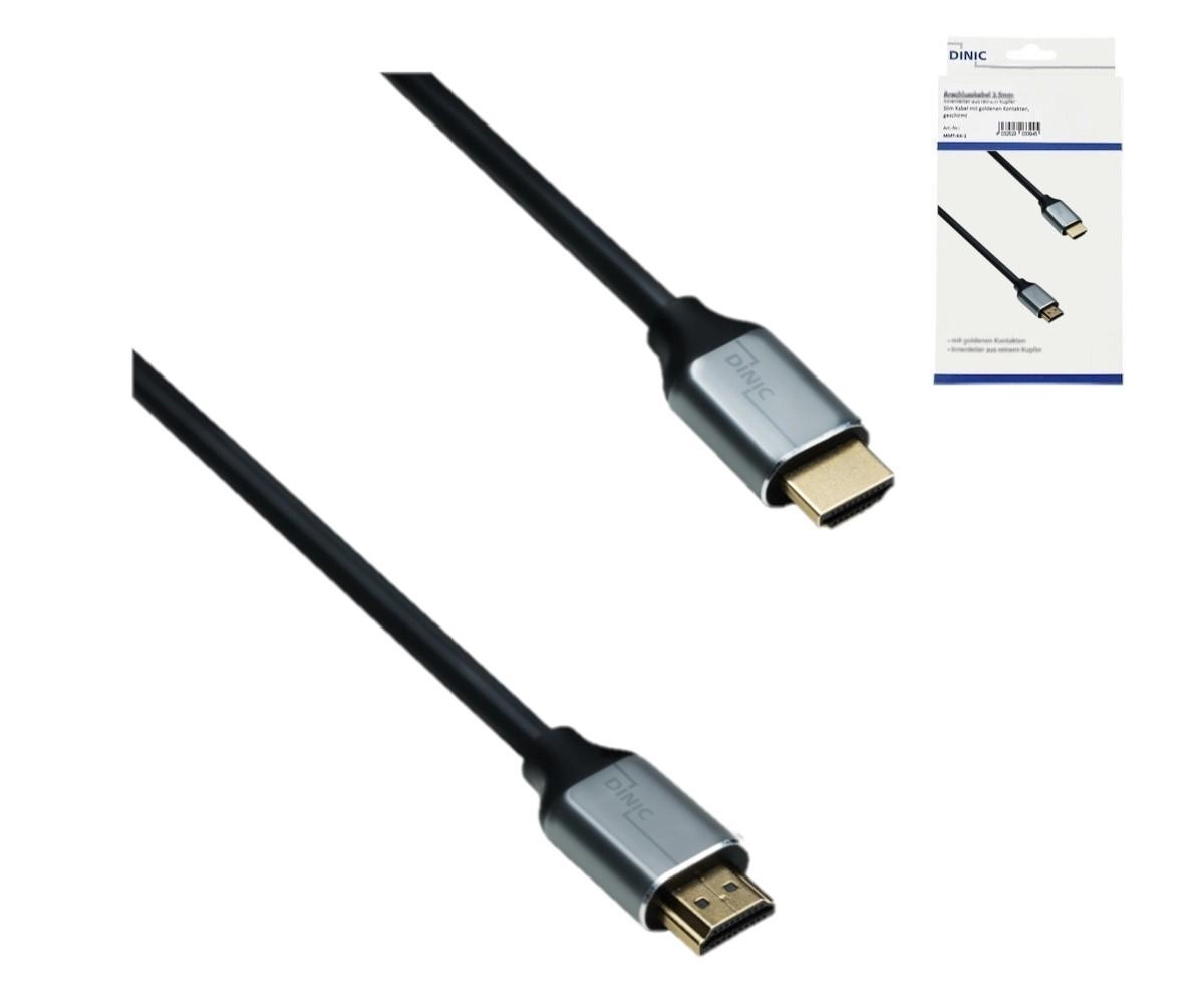 HDMI 2.1 Kabel, 1 m, 2x Stecker, Aluminiumgehäuse, 48 Gbps, 4K@120Hz, 8K@60Hz, 3D, HDR, Schwarz