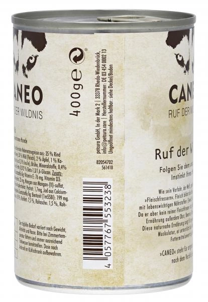 Caneo Ruf der Wildnis Rind und Wild getreidefrei