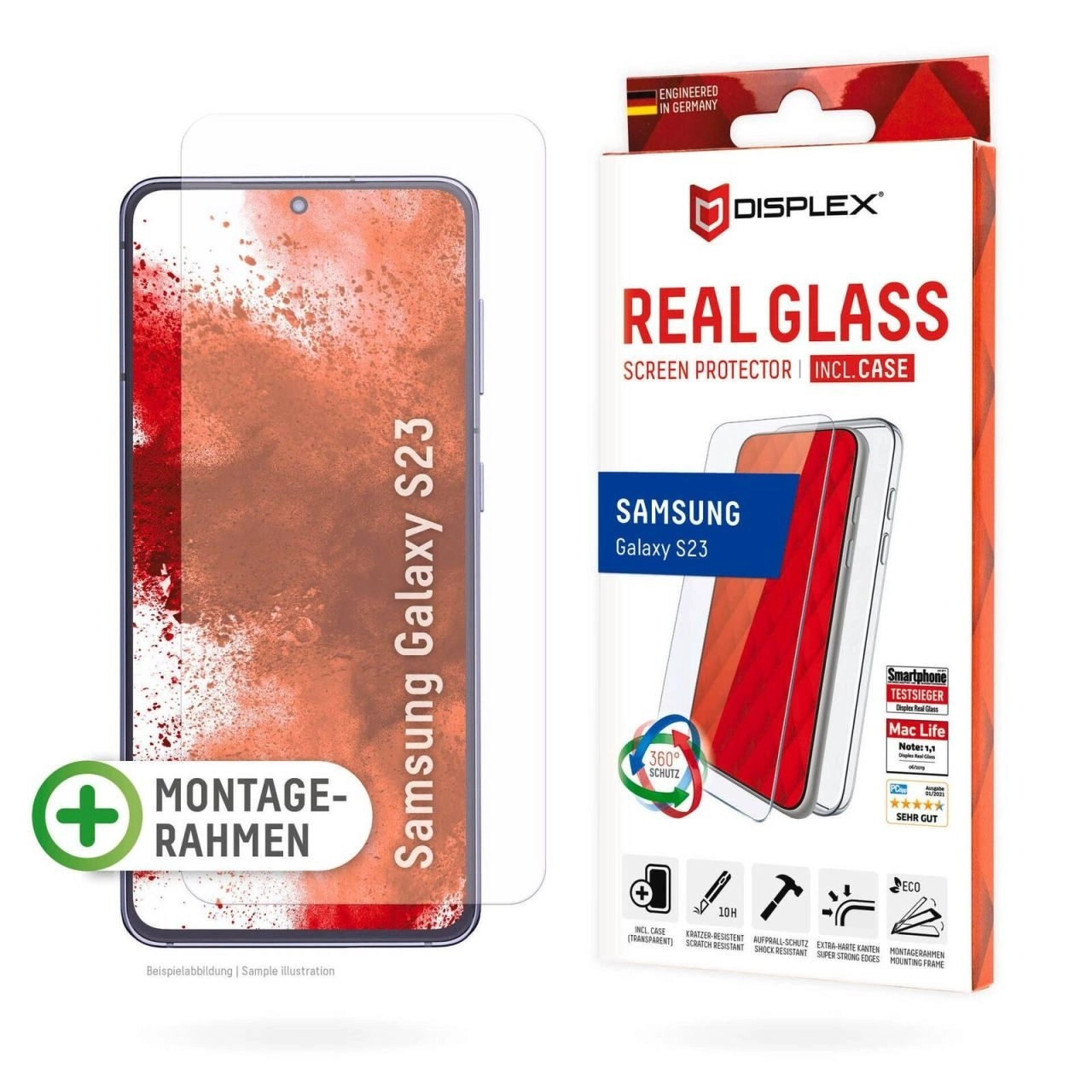 DISPLEX Real Glass + Case für das Samsung Galaxy S23