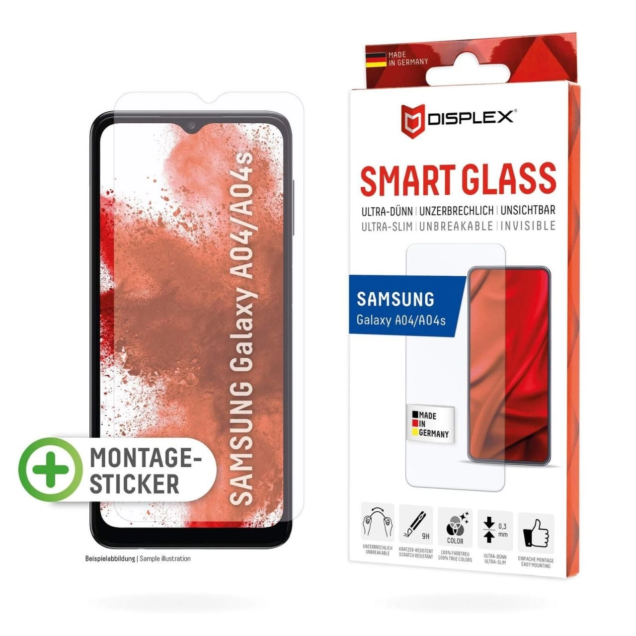 DISPLEX Smart Glass Displayschutzfolie für Samsung Galaxy A04/ A04S