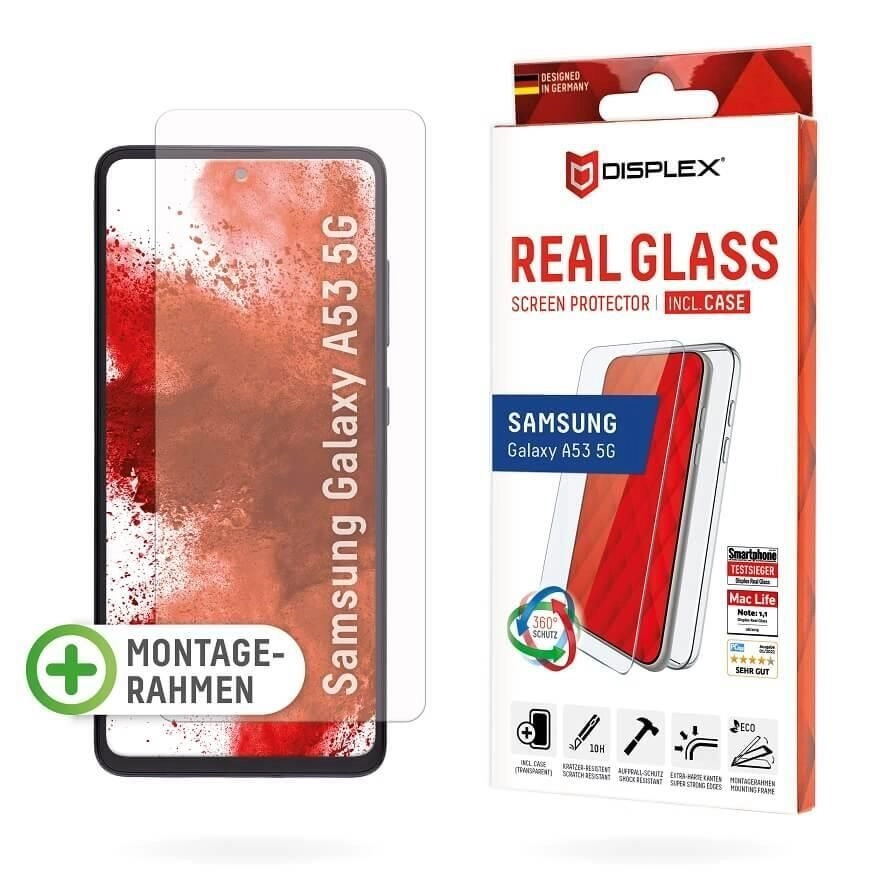 DISPLEX Real Glass + Case Schutzset für Samsung Galaxy A53 5G