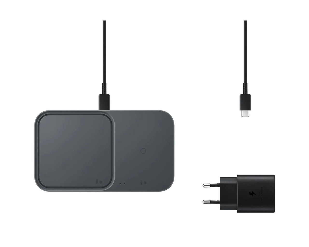 Samsung Wireless Charger Duo mit Schnellladeadapter EP-P5400T - Induktive Ladestation (Dark Gray)