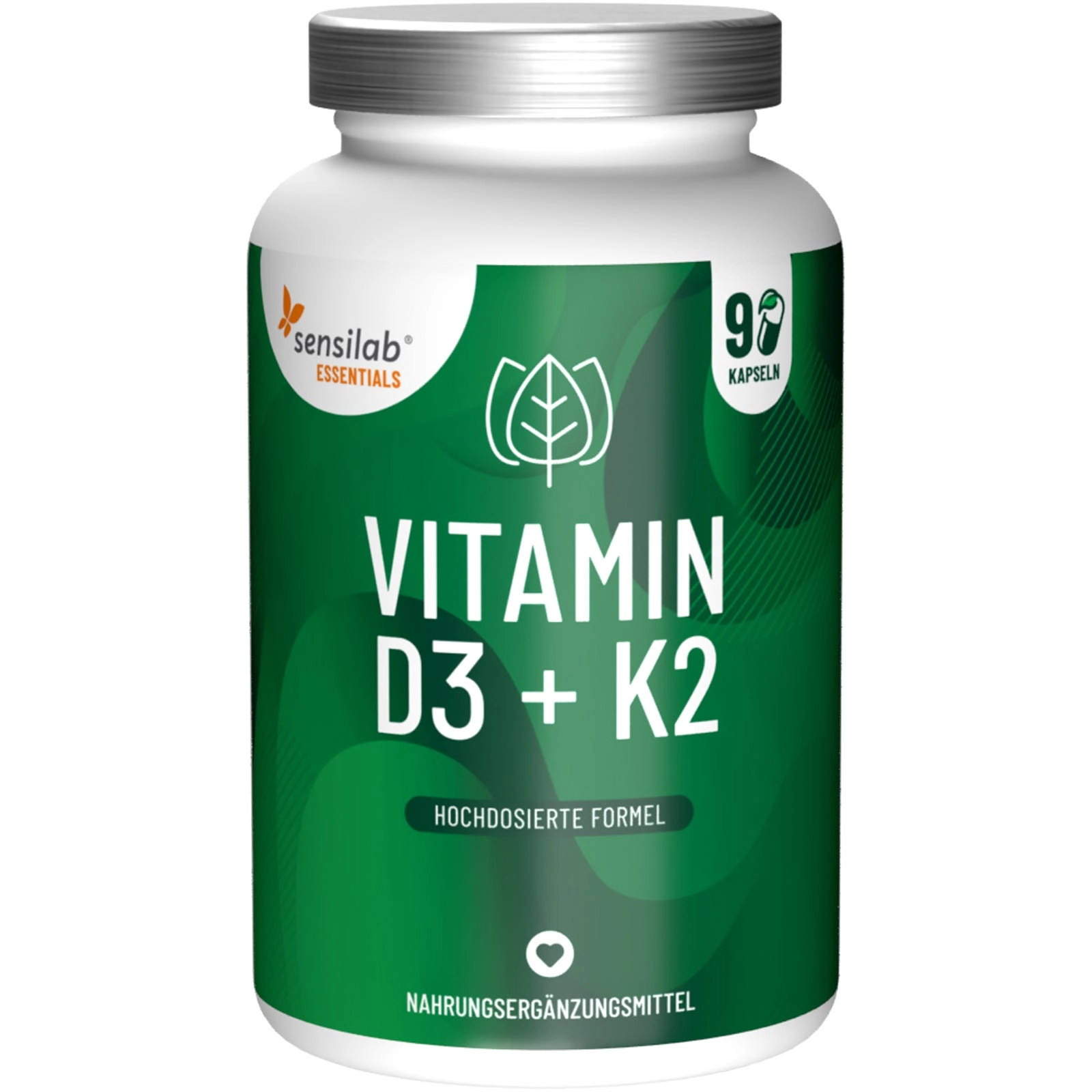 Essentials Vitamin D3 + K2 MK-7 (5000 IE + 200 μg) hochdosiert, 90 Kapseln