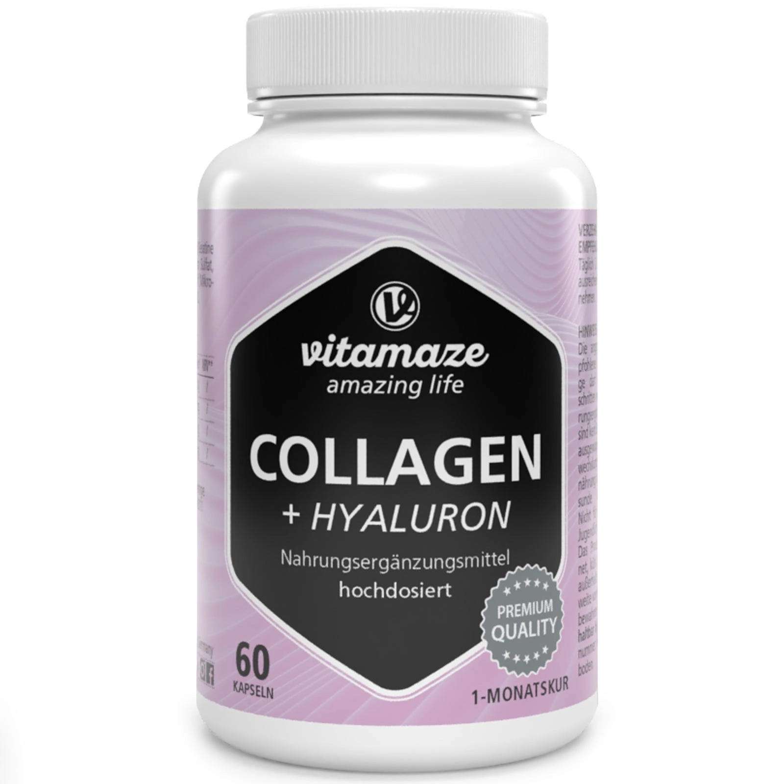 Kollagen 300 mg + Hyaluronsäure 100 mg hochdosiert, 60 Kapseln