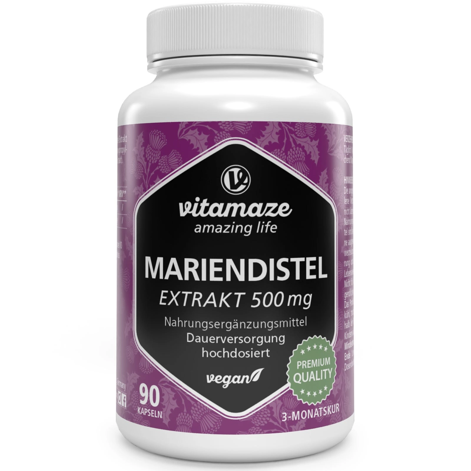 Mariendistel Extrakt 500 mg, 90 vegane Kapseln