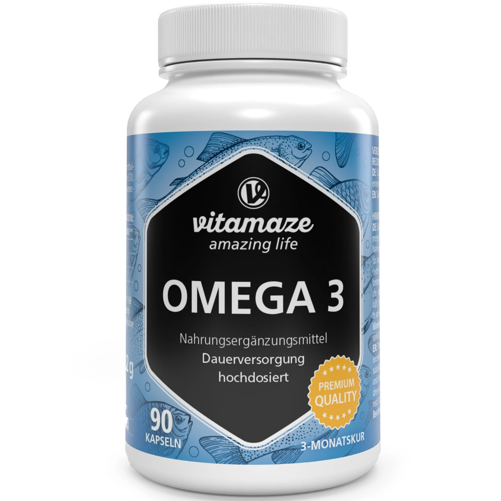 Omega 3 1.000 mg Fischöl hochdosiert, 90 Kapseln