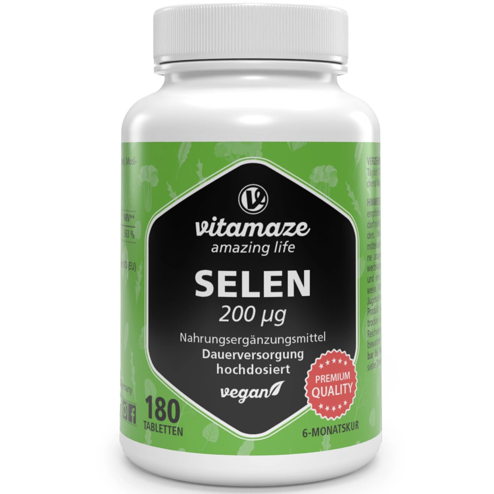 Selen 200 µg hochdosiert, 180 vegane Tabletten