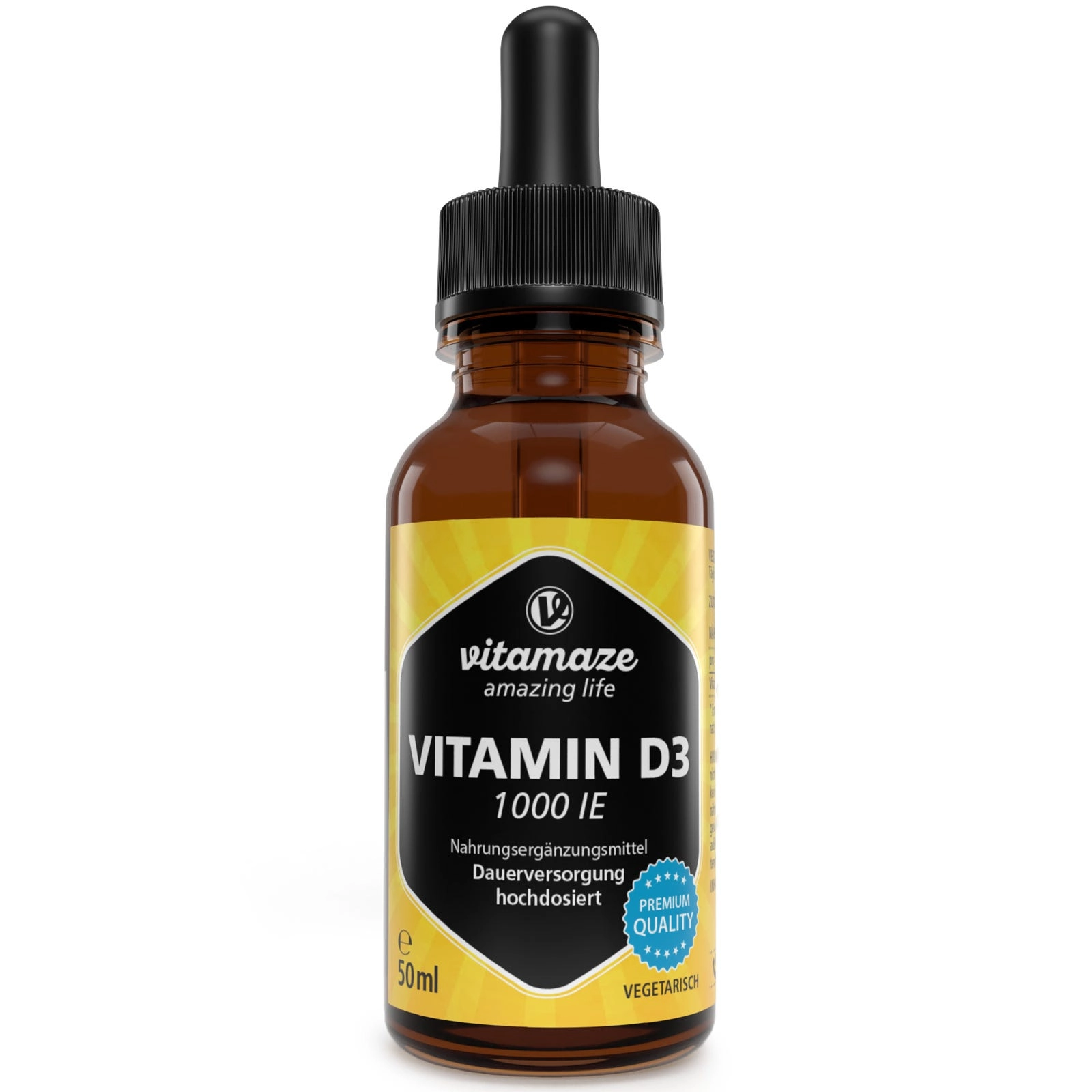 Vitamin D3 Tropfen 1.000 IE hochdosiert & vegetarisch, 50 ml