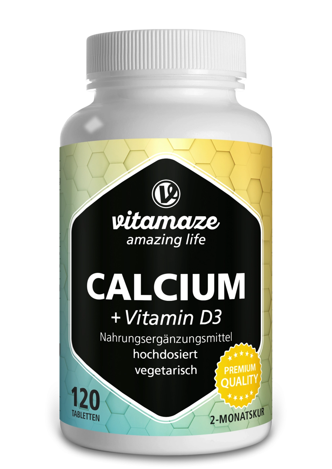 Calcium 600 mg + Vitamin D3 400 IE Tagesdosis, 120 vegetarische Tabletten