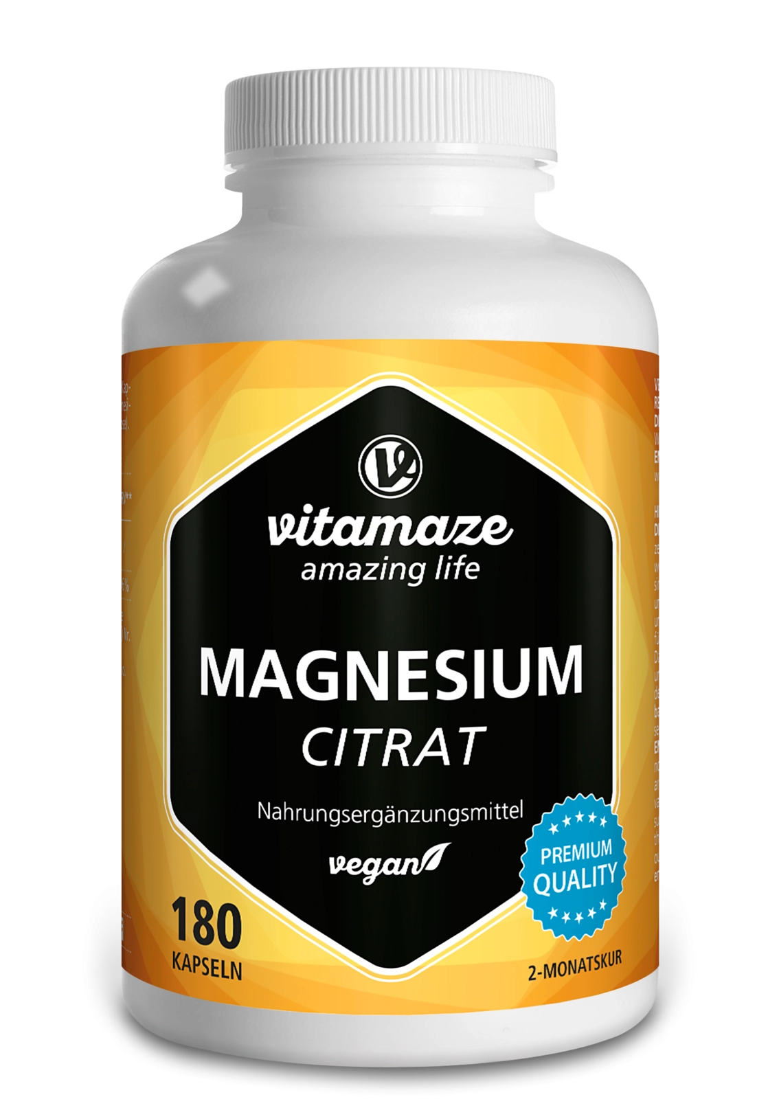 Magnesiumcitrat 360 mg Tagesdosis, 180 vegane Kapseln