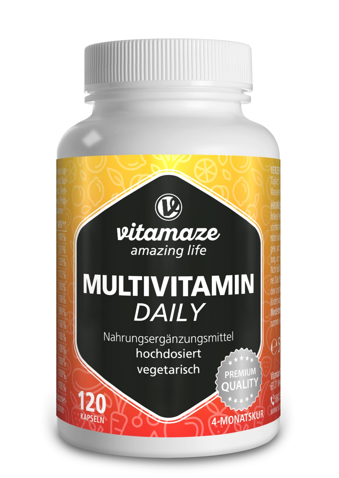 Multivitamin Daily hochdosiert (ohne Jod), 120 vegetarische Kapseln