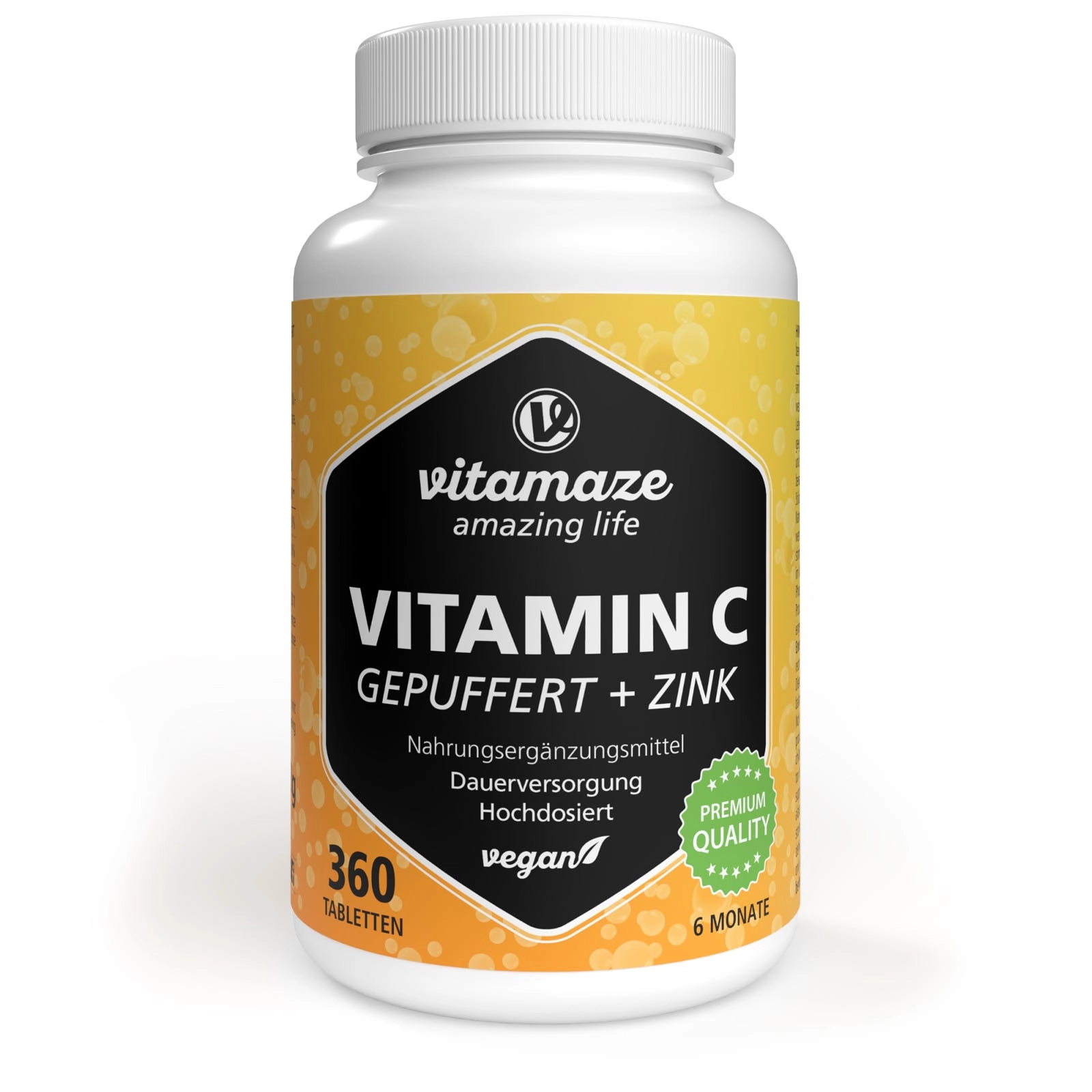 Vitamin C gepuffert + Zink, 360 vegane Tabletten