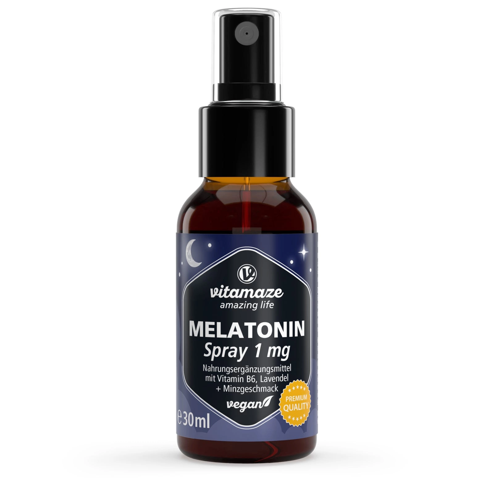 Melatonin Spray 1 mg + Vitamin B6 + Lavendel + Minzgeschmack vegan, 30 ml