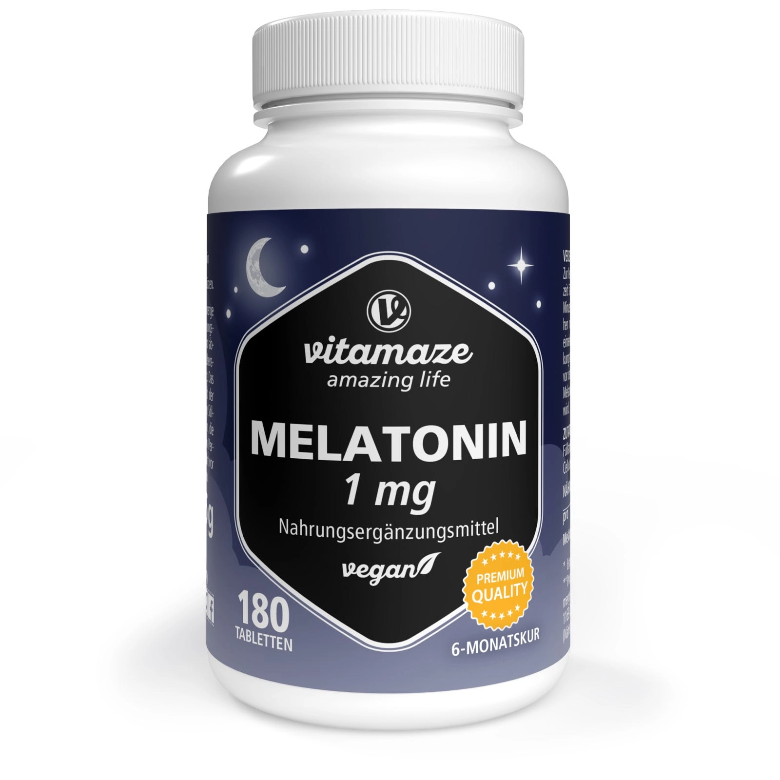 Melatonin 1 mg, 180 vegane Tabletten