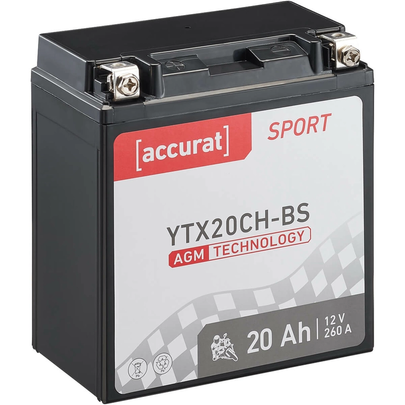 Accurat Sport AGM YTX20CH-BS Motorradbatterie 20Ah 12V