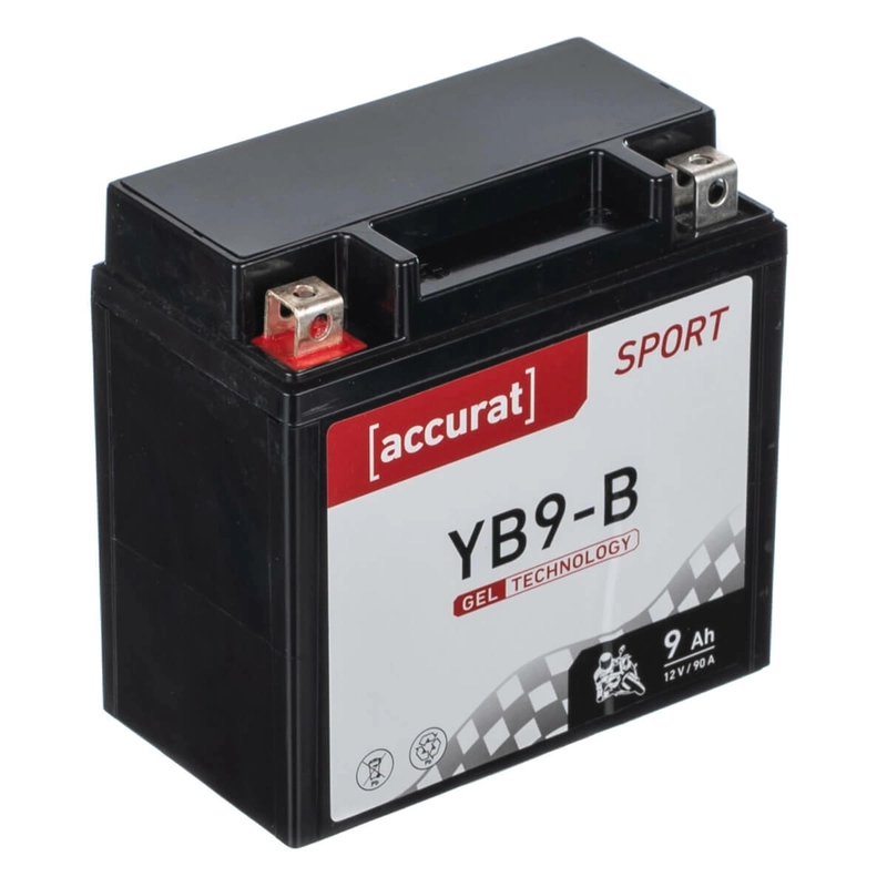 Accurat Sport GEL YB9-B Motorradbatterie 9Ah 12V (DIN 50914) YG9-B 12N9-4B1 Gel12-9-4B-1