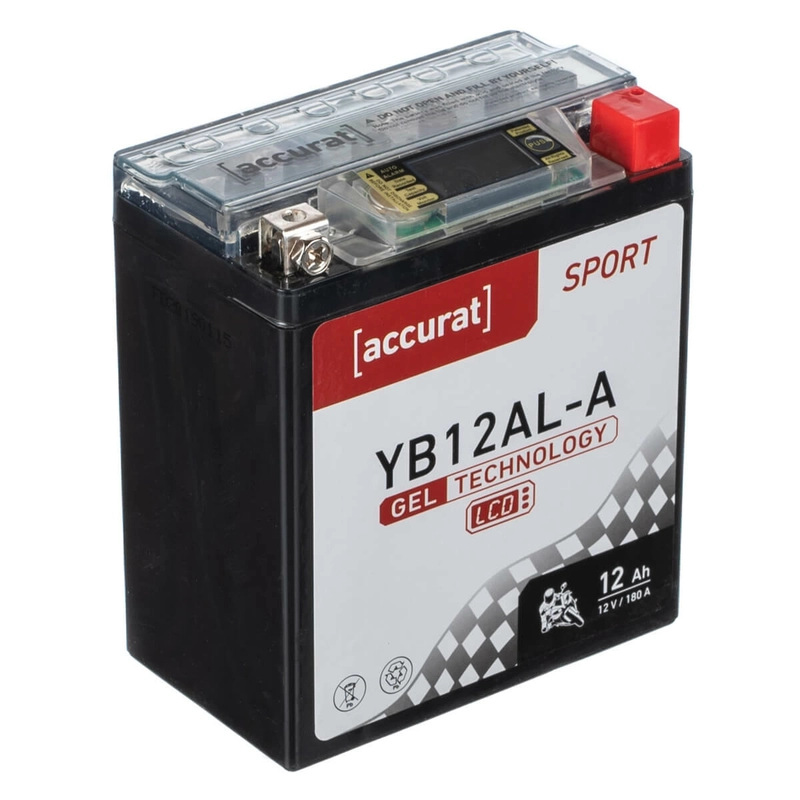 Accurat Sport GEL LCD YB12AL-A Motorradbatterie 12Ah 12V (DIN 51213) YG12AL-A GEL12-12AL-A