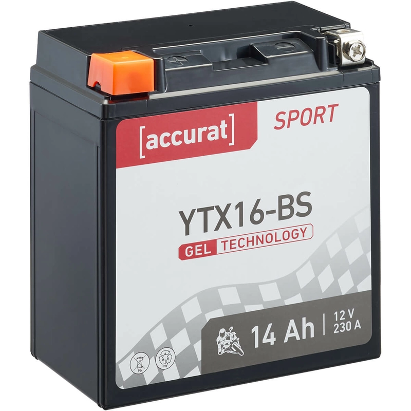 Accurat Sport GEL YTX16-BS Motorradbatterie 14Ah 12V