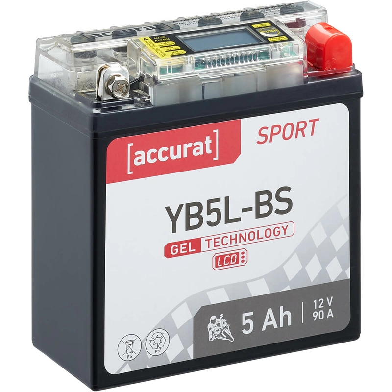 Accurat Sport GEL LCD YB5L-BS Motorradbatterie 5Ah 12V