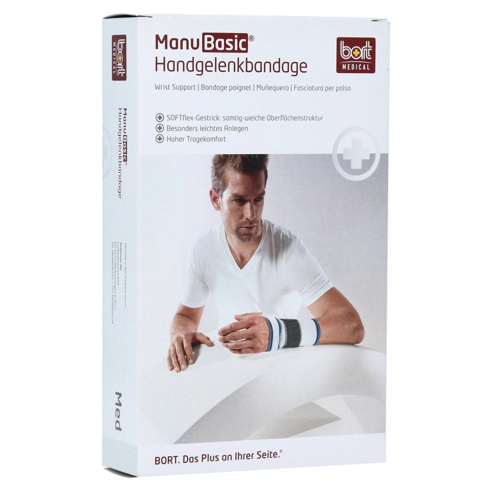 BORT Manubasic Bandage links M schwarz 1 St