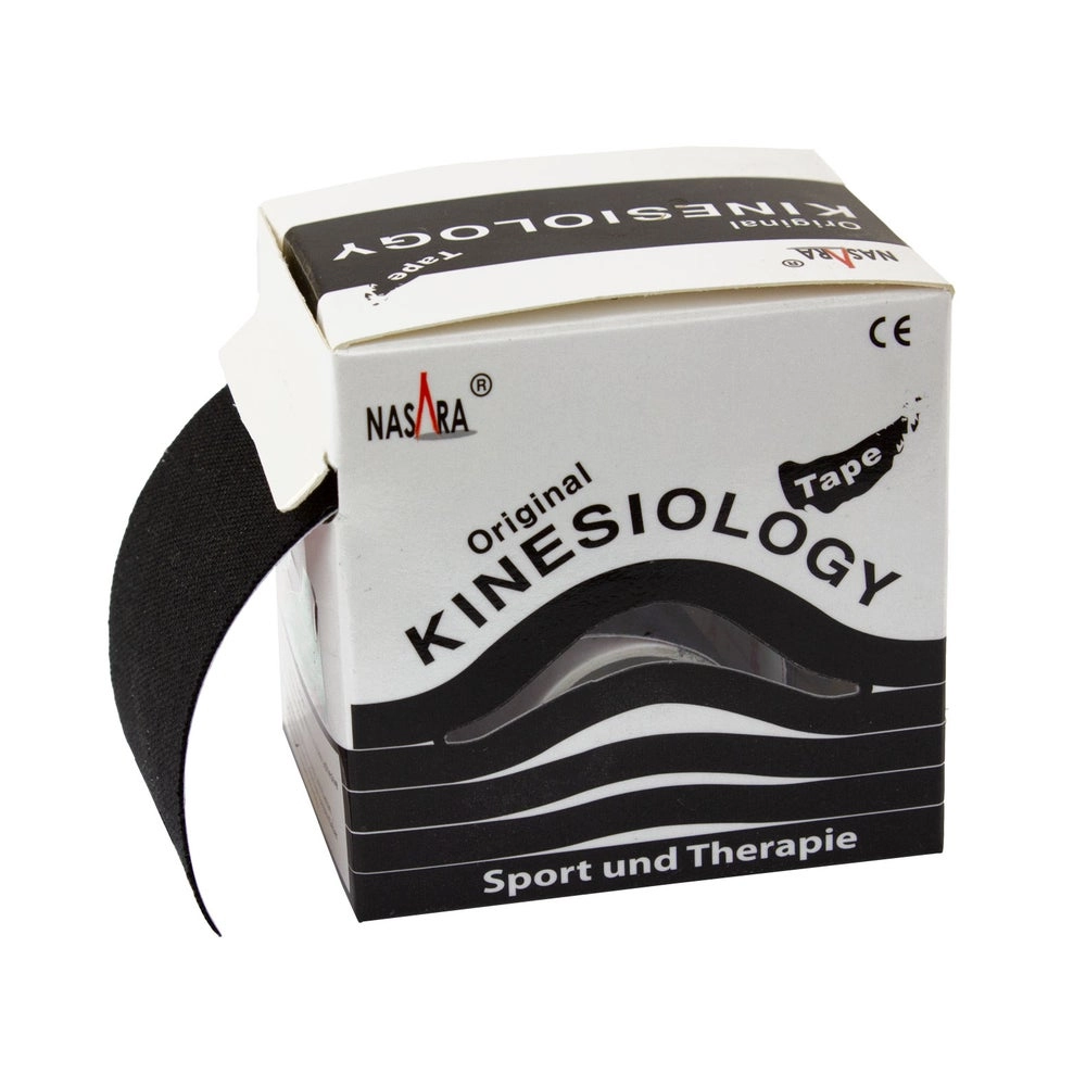 NASARA - Kinesiologie Tape - 5 m x 50 mm - Schwarz 1 St