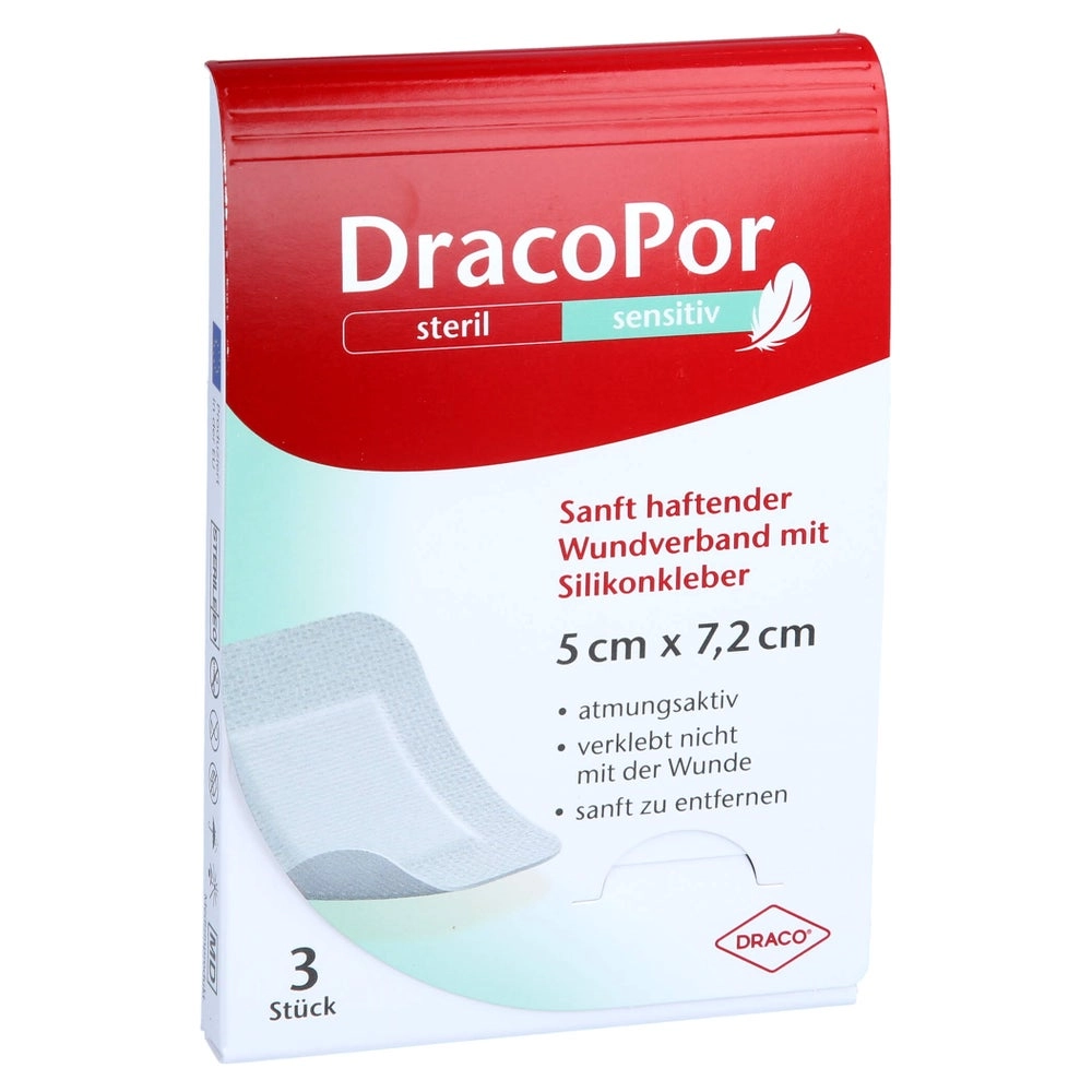 Dracopor Sensitiv 5x7,2 cm steril m.Sili 3 St