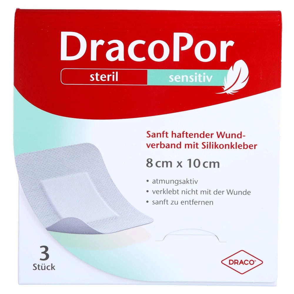 Dracopor Sensitiv 8x10 cm steril m.Silik 3 St