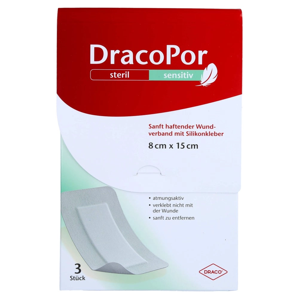 Dracopor Sensitiv 8x15 cm steril m.Silik 3 St