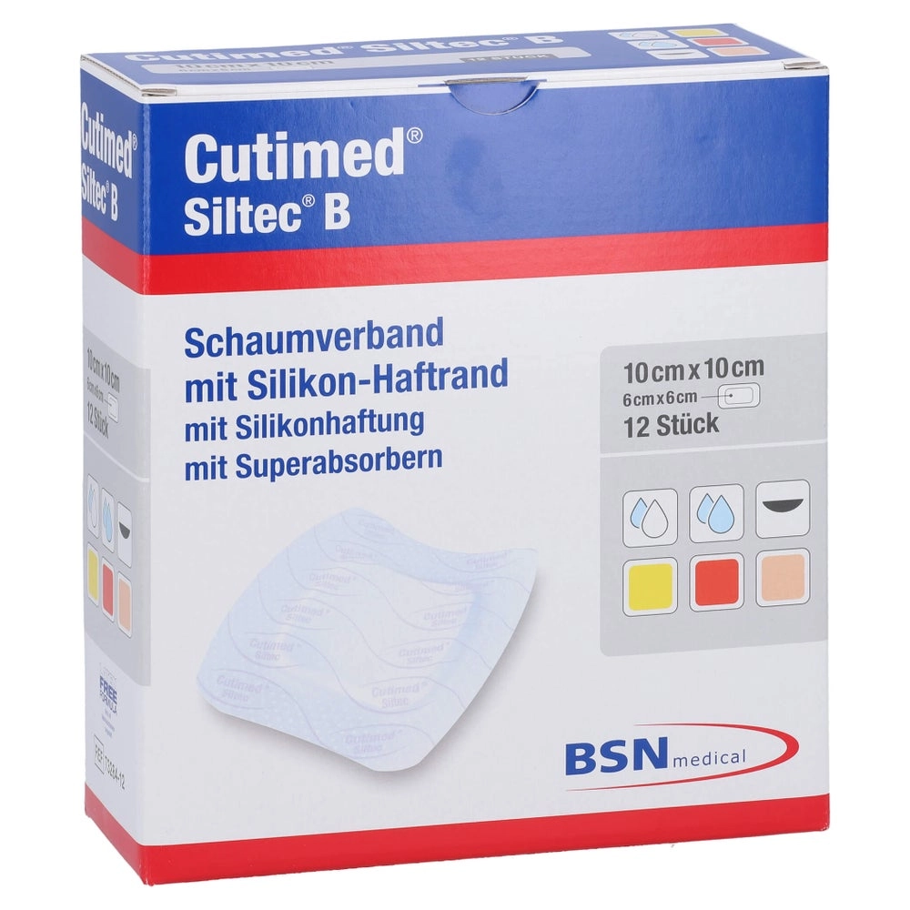 Cutimed Siltec B Schaumverb.10x10 cm m.H 12 St