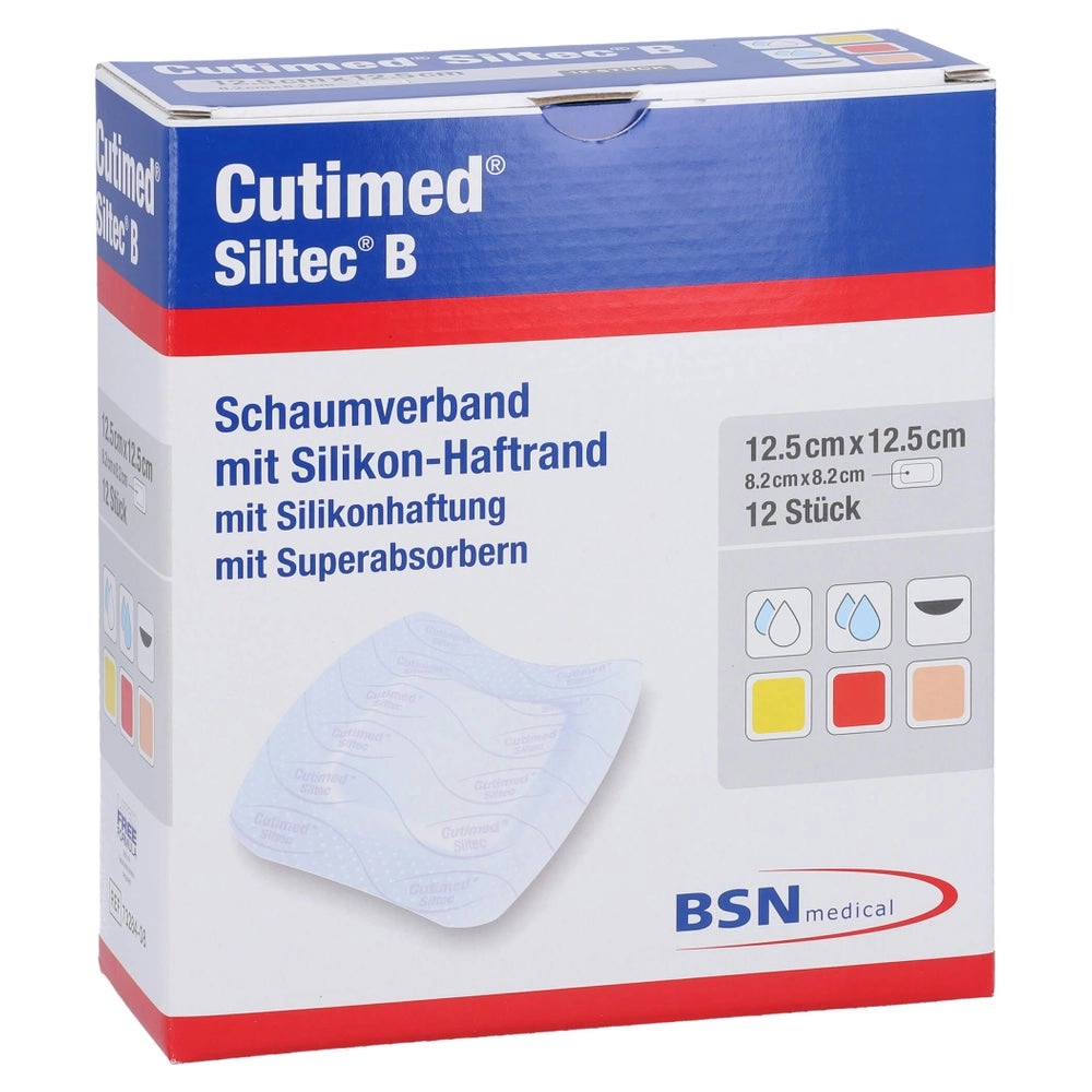 Cutimed Siltec B Schaumverb.12,5x12,5 cm 12 St