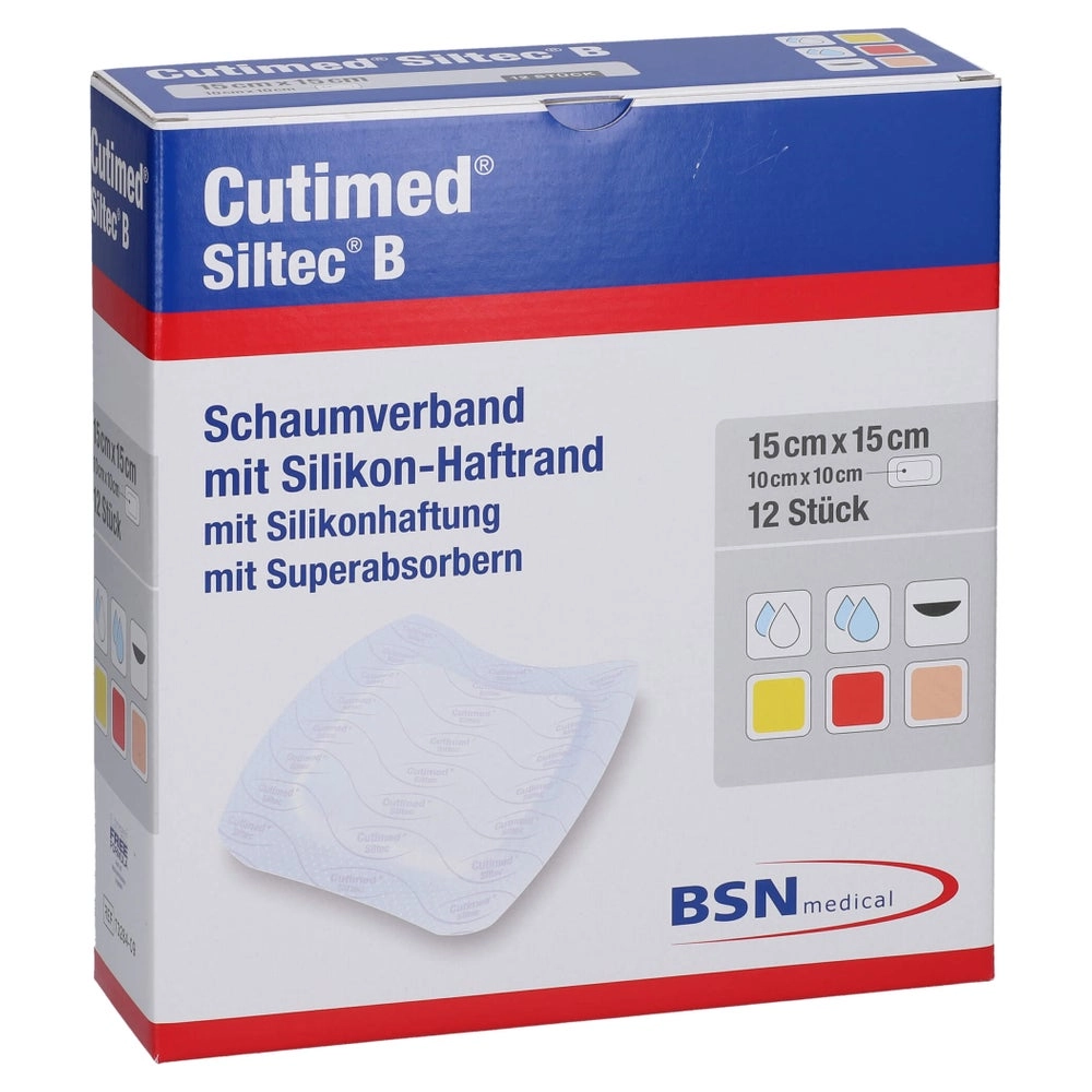 Cutimed Siltec B Schaumverb.15x15 cm m.H 12 St