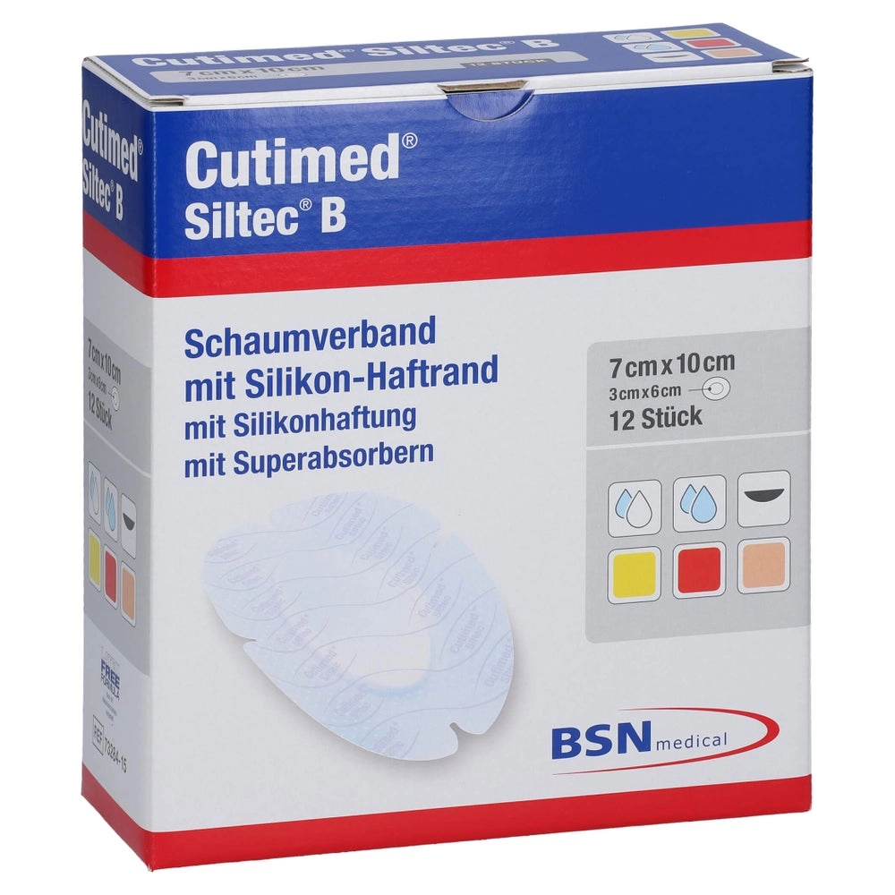 Cutimed Siltec B Schaumverb.7x10 cm oval 12 St