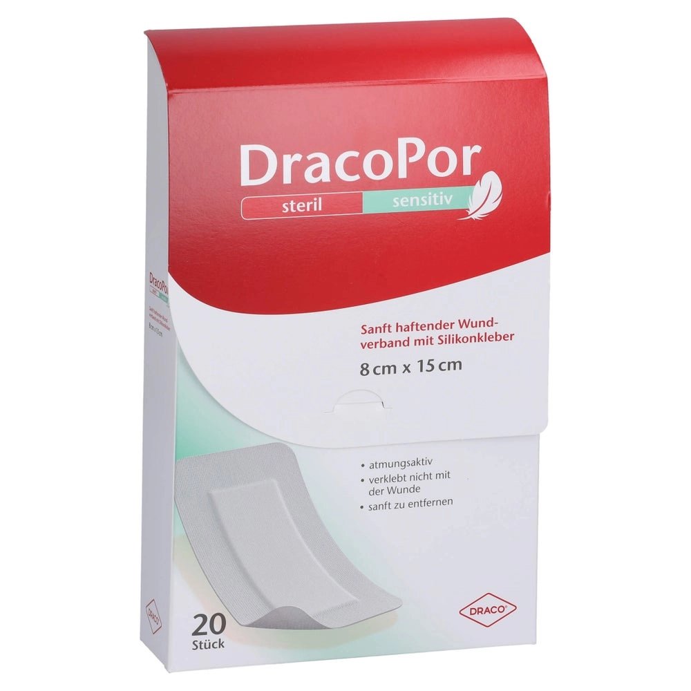 Dracopor Sensitiv 8x15 cm steril m.Silik 20 St