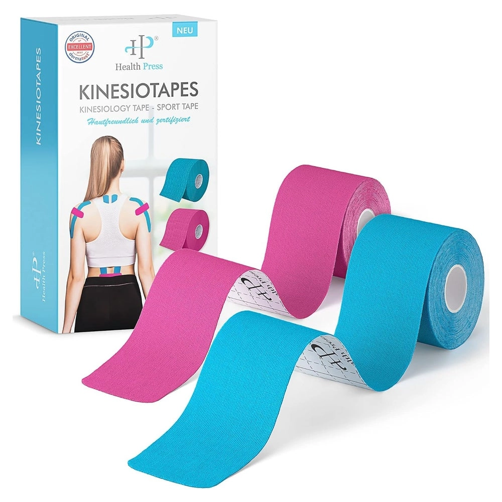 Health Press® Kinesiotapes Rollen Blau + Rosa 5cm 2 St