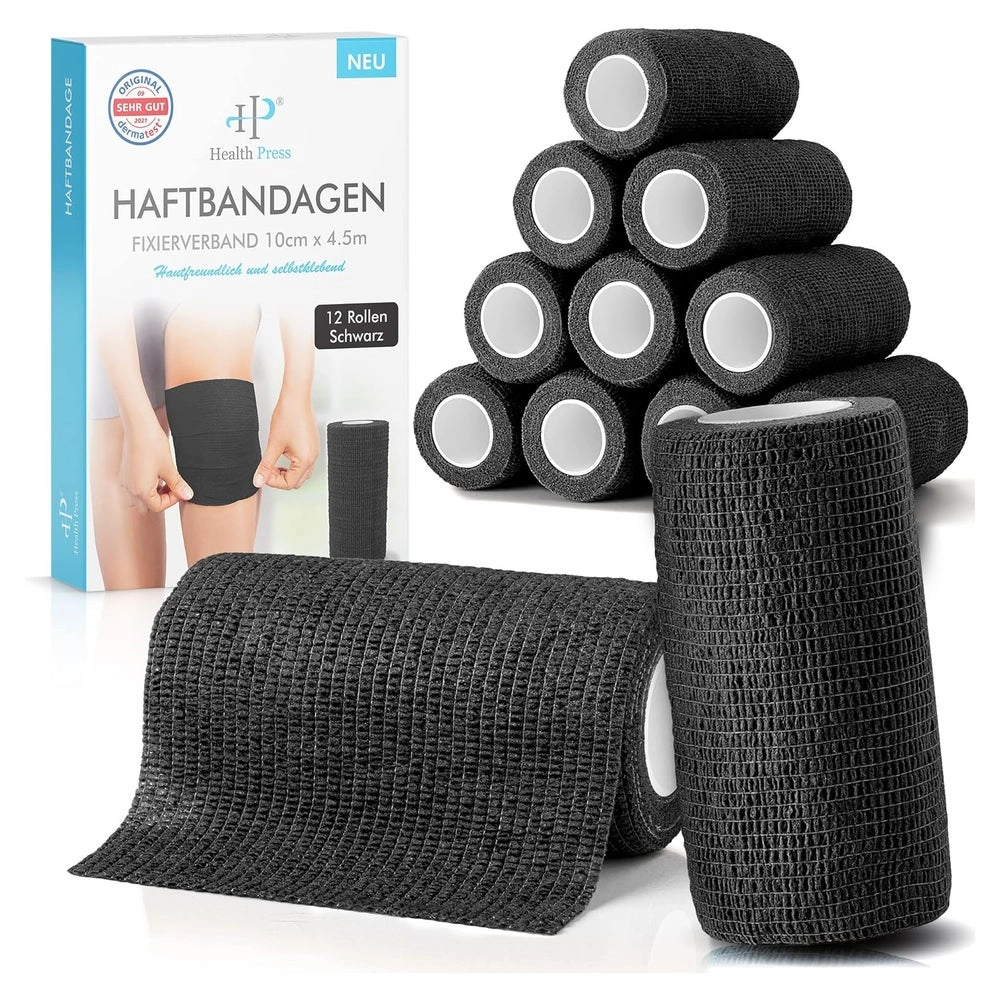 Health Press® Selbstklebende Haftbandage 10cm x 4,5m 12 St