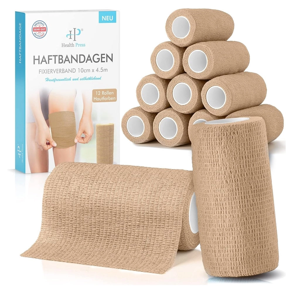 Health Press® Selbstklebende Haftbandage 10cm x 4,5m 12 St