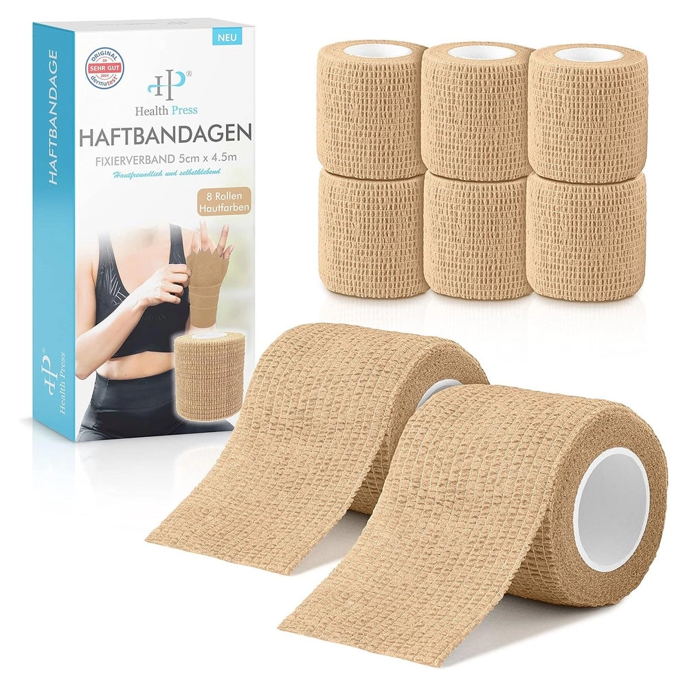 Health Press® Selbstklebende Haftbandage 5cm x 4,5m 8 St