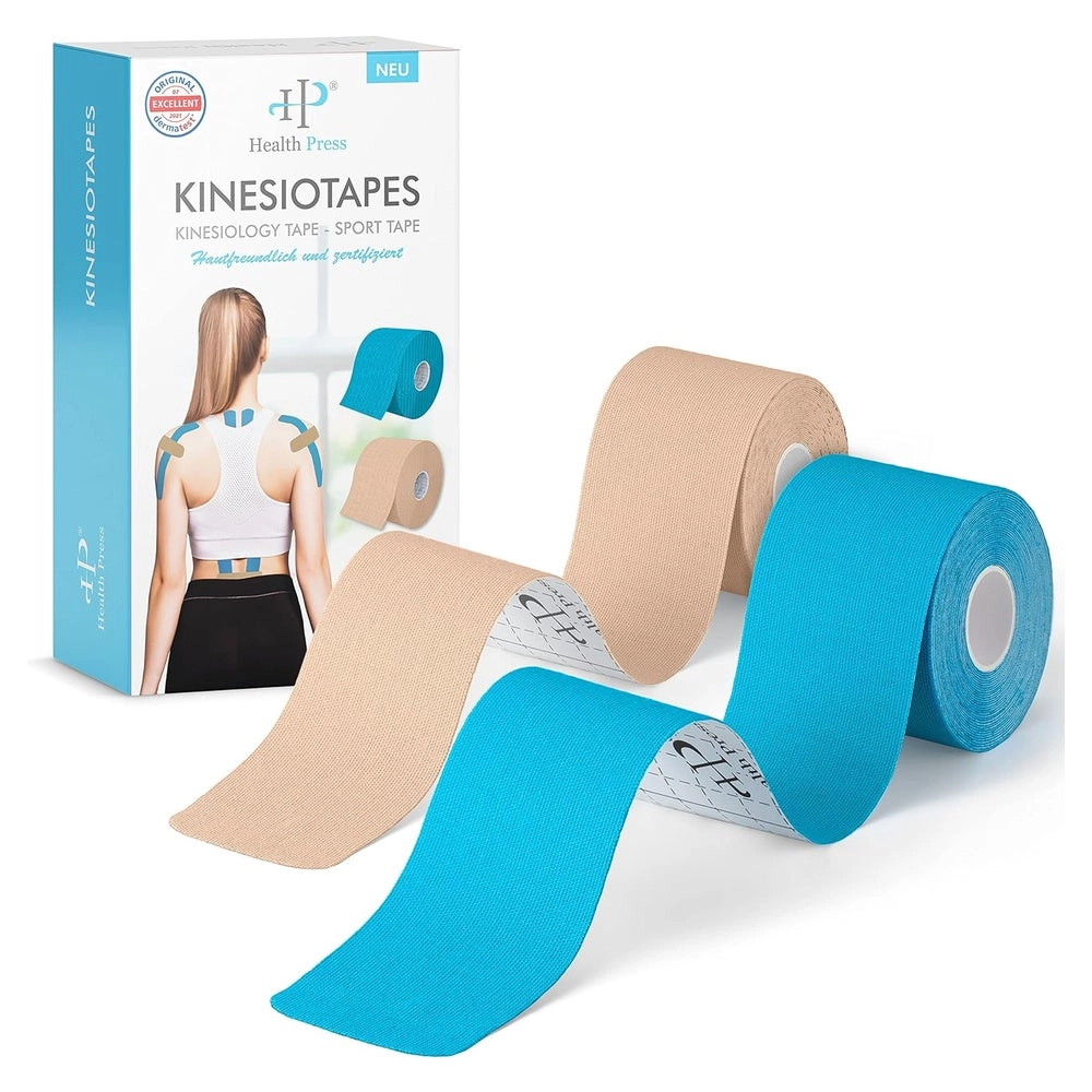 Health Press® Kinesiotapes Rollen Blau + Hautfarben 5cm 2 St