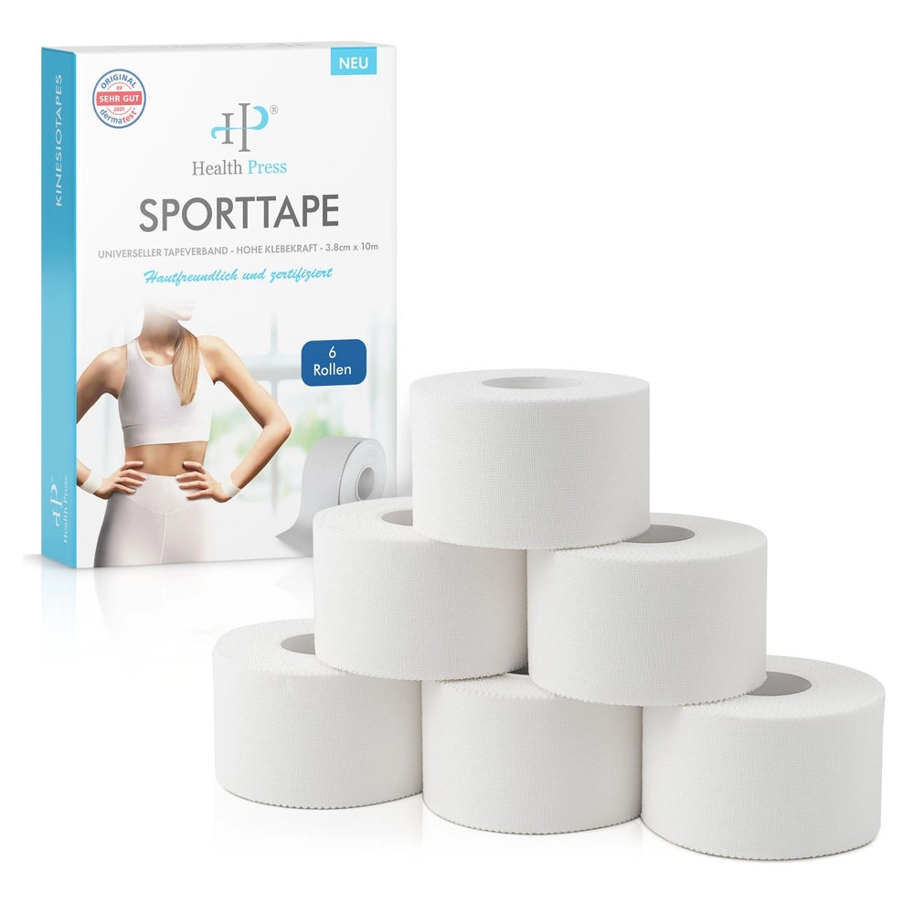 Health Press® Profi Sporttape Rollen weiß 3,8cm x 10m 6 St 6 St