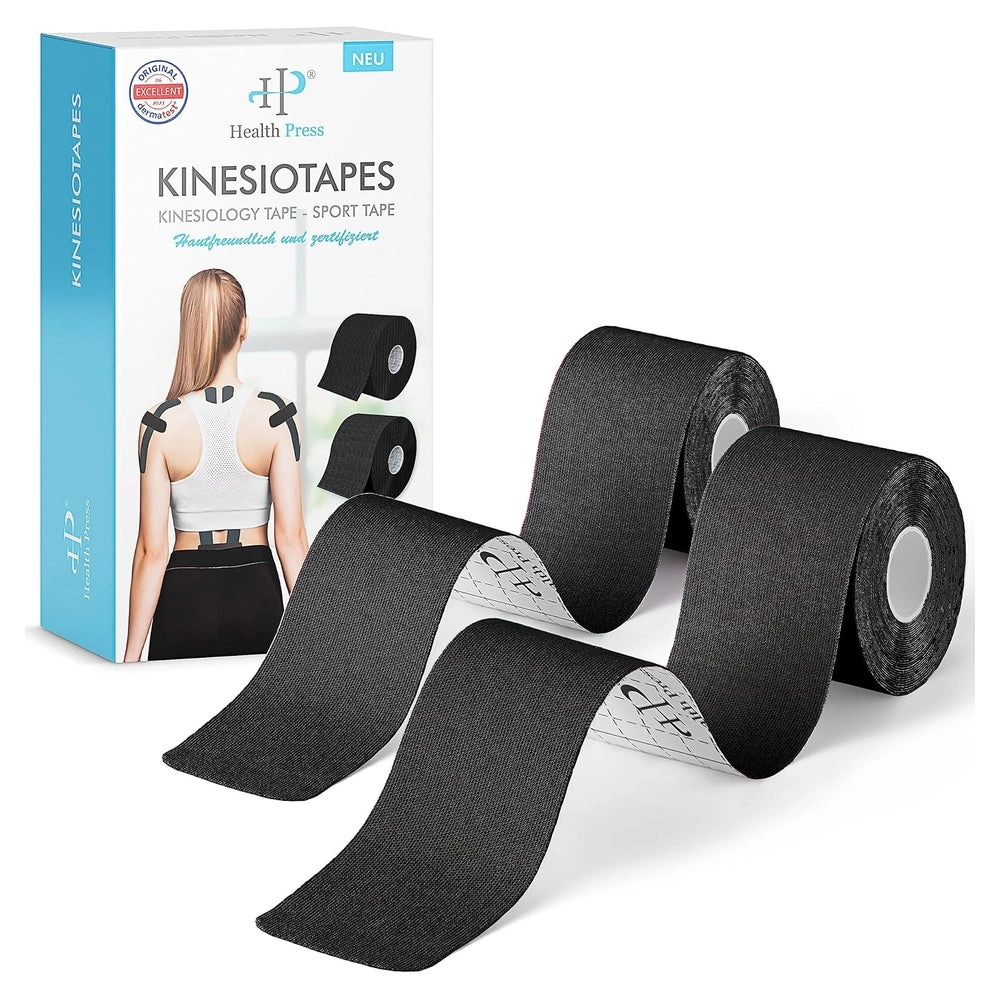 Health Press® Kinesiotapes Rollen Schwarz 5cm 2 St