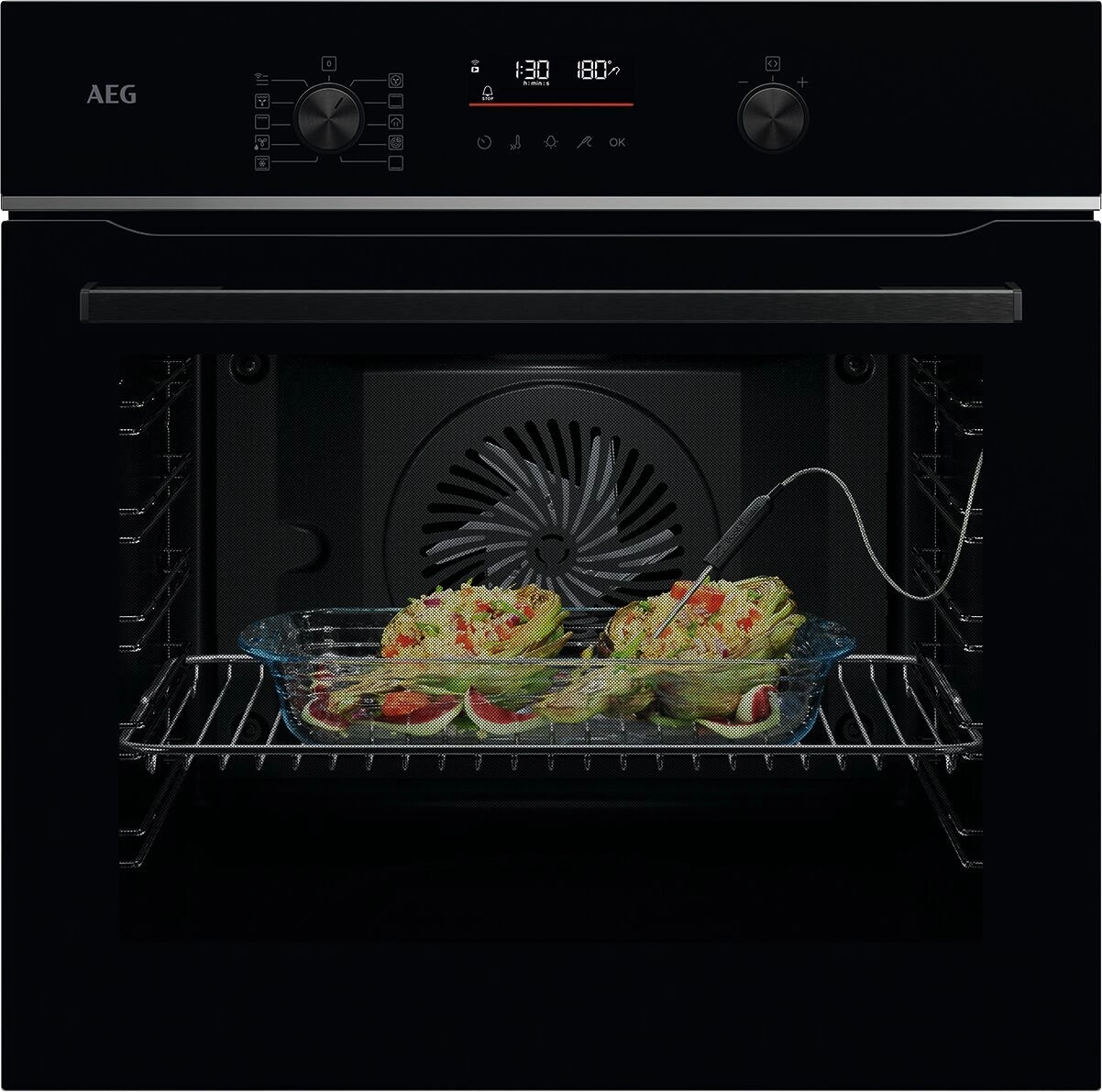 AEG 5000 SurroundCook® mit SteamBake / Einbaubackofen / WLAN-fähig / Pyrolytische Selbstreinigung / Schwarz TA5PB50WAB