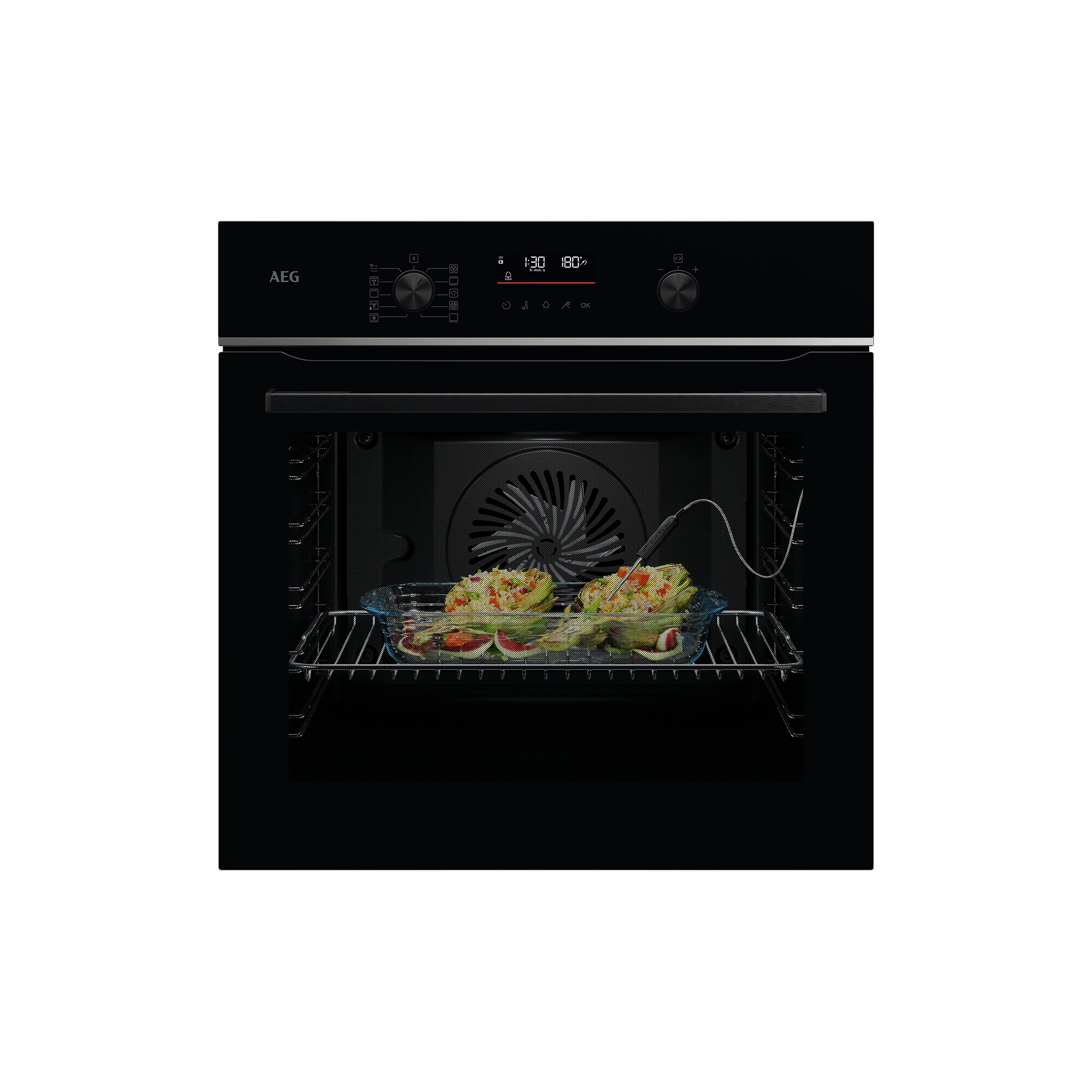 AEG 5000 SurroundCook® mit SteamBake / Einbaubackofen / WLAN-fähig / Pyrolytische Selbstreinigung / Schwarz TA5PB50WAB