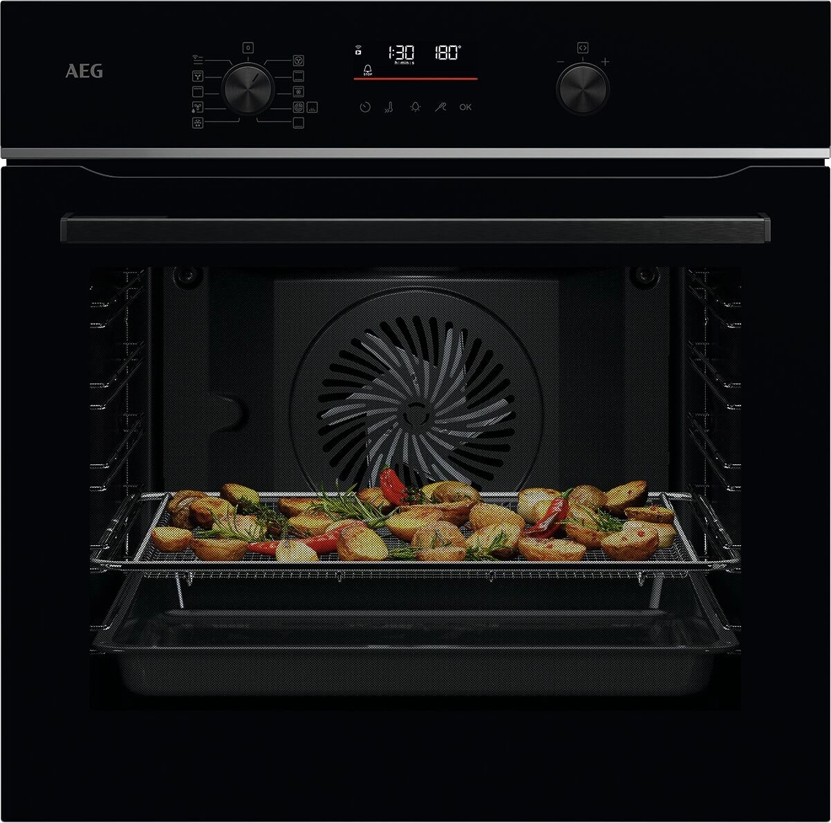 AEG 6000 SenseCook® / Einbaubackofen / WLAN-fähig / Pyrolytische Selbstreinigung / Schwarz TS6PB50WAB