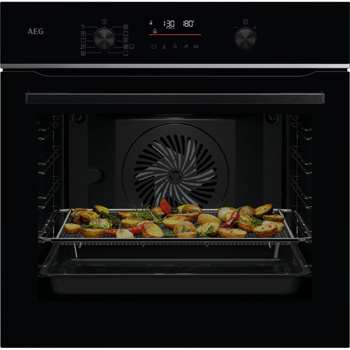 AEG 6000 SenseCook® / Einbaubackofen / WLAN-fähig / Pyrolytische Selbstreinigung / Schwarz TS6PB50WAB